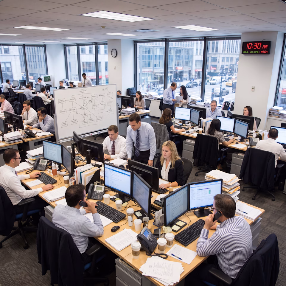 High-volume office team on calls