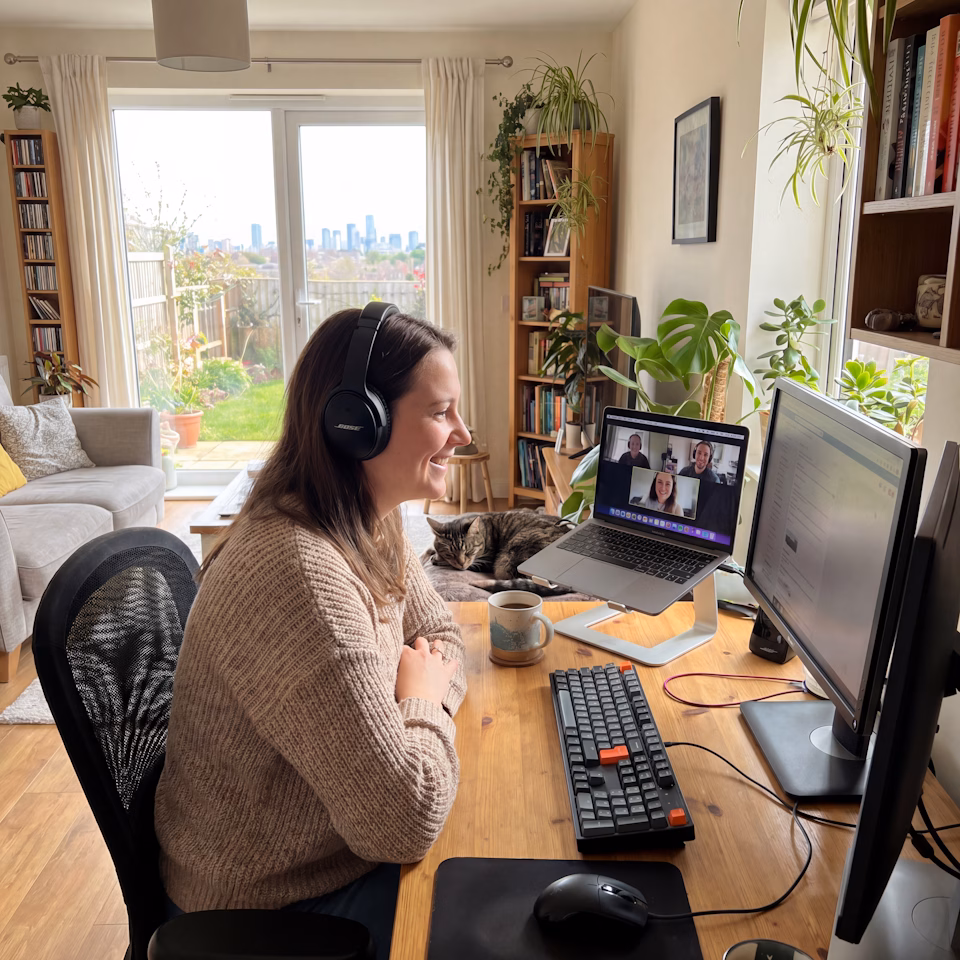 Remote worker on a video call